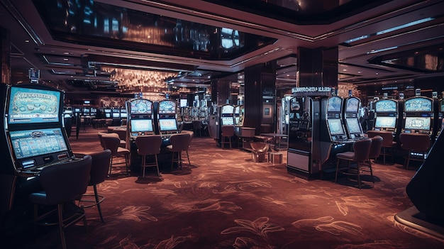 Een weelderig casino-interieur met overvloedige gokautomaten Generatieve AI