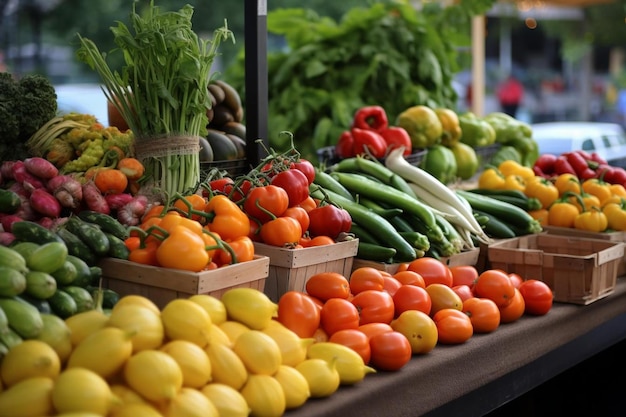 Een weergave van groenten, waaronder komkommers, tomaten, komkommers en komkommers.