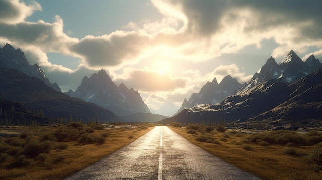 Een weg die leidt naar de bergen