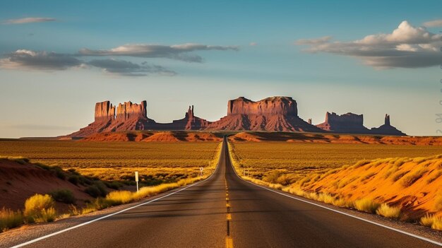 Een weg die leidt naar Monument Valley