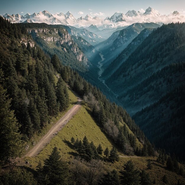 Een weg in de bergen waar een weg doorheen gaat