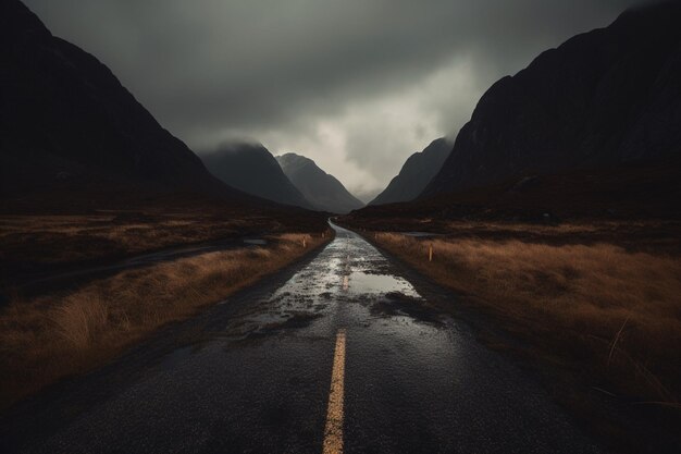 Een weg met bergen op de achtergrond