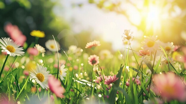 een weide met bloemen een veld van bloemen een gebied van madeliefjes