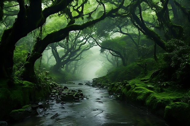 Een wereld van groene wonderen groene landschap foto