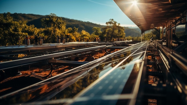 Een werknemer op het dak knielt naast zonnepanelen met tablet in de hand en geeft duim omhoog voor susta