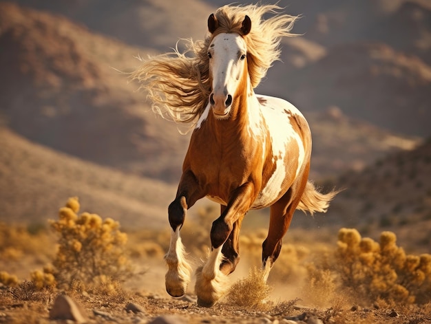 Een wild paard in de woestijn.