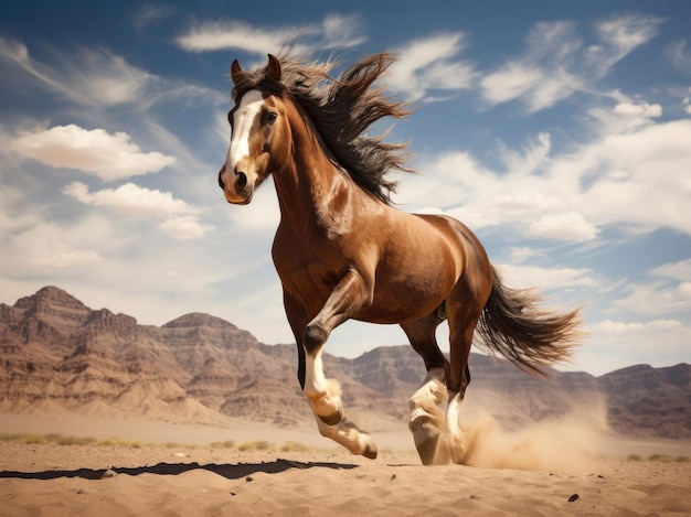 Een wild paard in de woestijn.