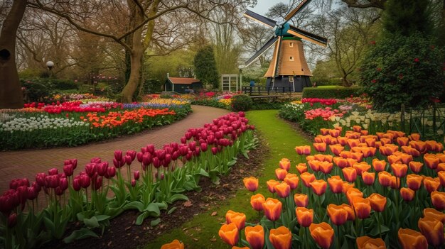 Foto een windmolen en een windmolen in nederland