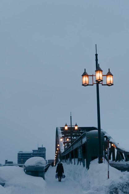 Foto een winter avond in hokkaido