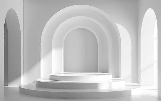 een wit beeld met een wit frame en een rond wit object aan de onderkant