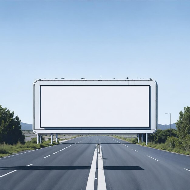 Een wit billboard in het midden van de snelweg.