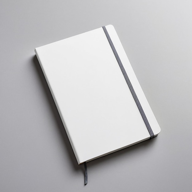 een wit boek met een zwarte streep op de omslag is op een grijze achtergrond