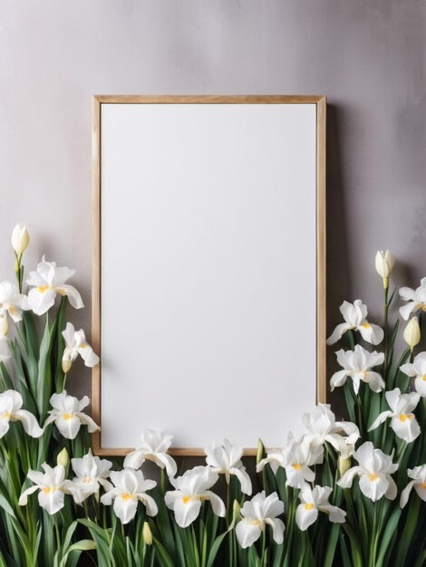 Een wit doek met een wit palet omringd door bloeiende witte irissen