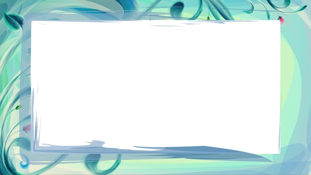 een wit en groen schilderij van een groene en blauwe abstracte achtergrond