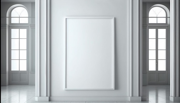 Een wit frame op een muur met een witte achtergrond.