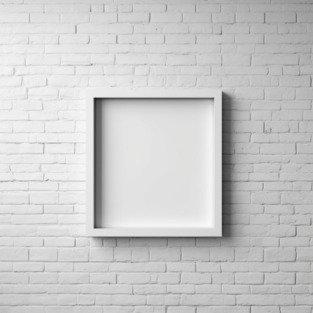 Een wit frame op een witte bakstenen muur met een witte bakstenen muur.