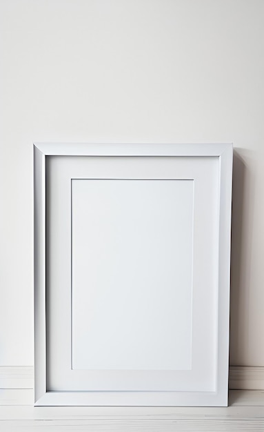 Foto een wit frame tegen een witte muur met een witte achtergrond.