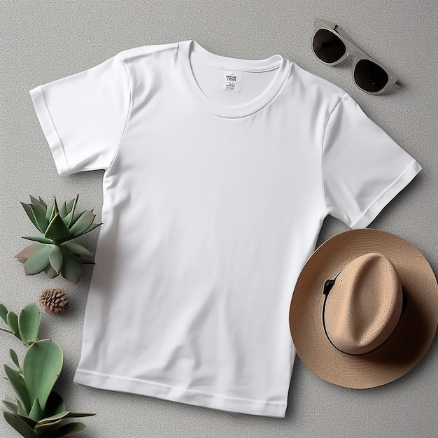 Een wit overhemd met een wit overhemd waarop "t-shirt" staat.
