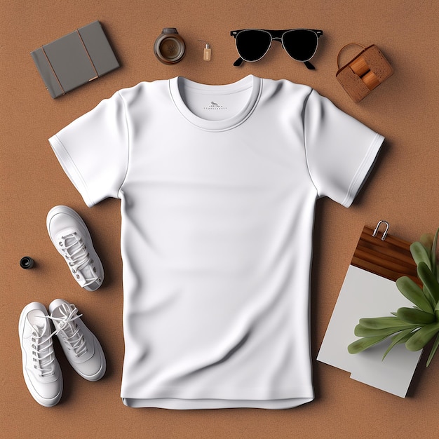 een wit overhemd met een wit shirt en een zonnebril erop