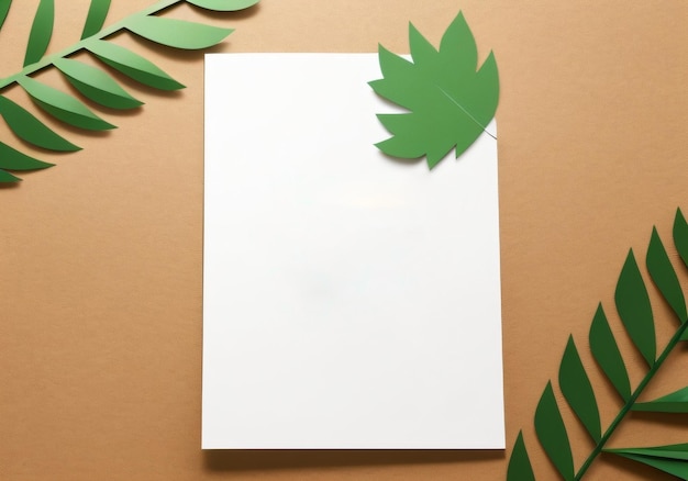 Een wit papier met een groen blad erop ligt naast een wit papier met een groen blad erop.