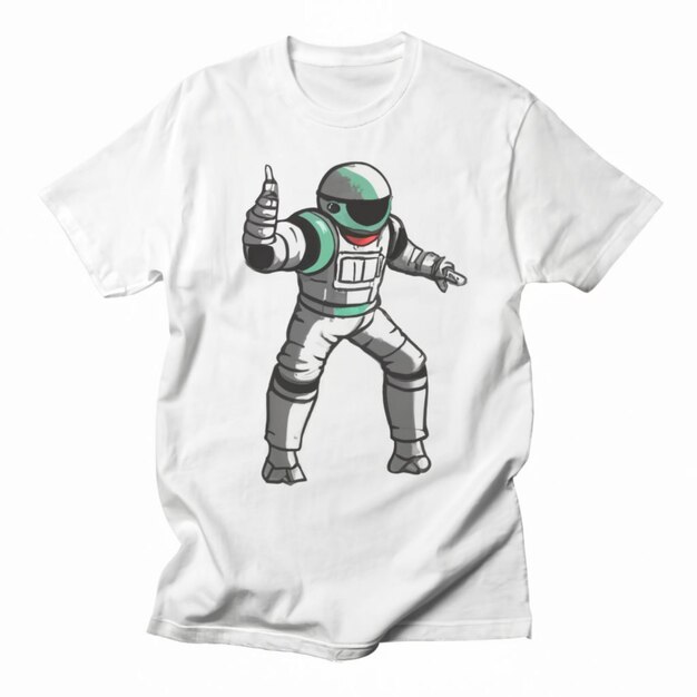 een wit shirt met een tekening van een robot erop