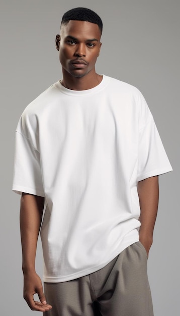 Een wit T-shirt met een wit shirt waarop staat mannen.