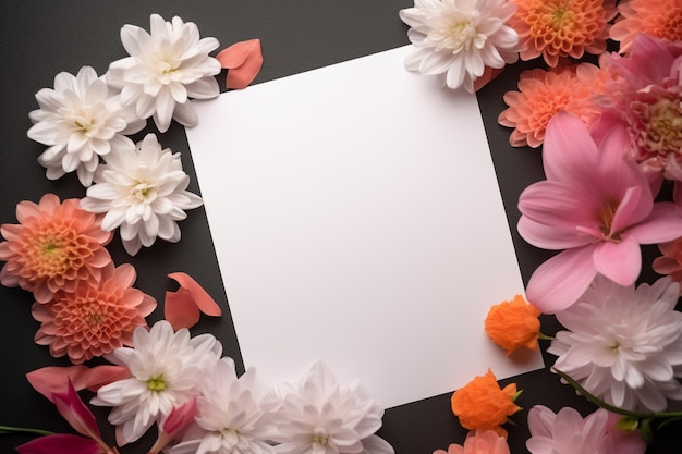 Een wit vel papier met bloemen erop