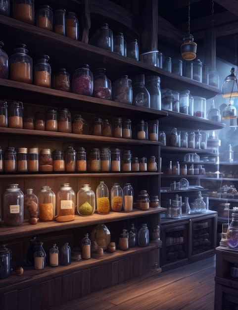 Foto een witcher laboratorium met spreuken
