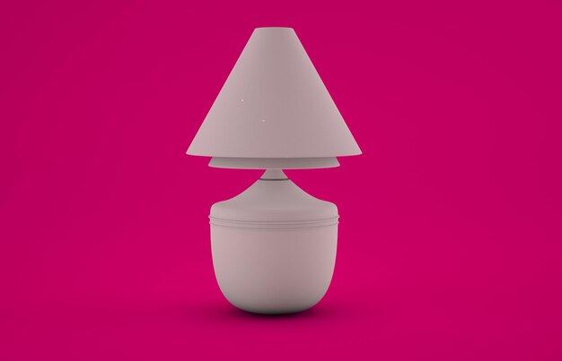 Foto een witte 3d tafellamp of bureaulamp met roze achtergrond. geschikt voor interieurinrichting.