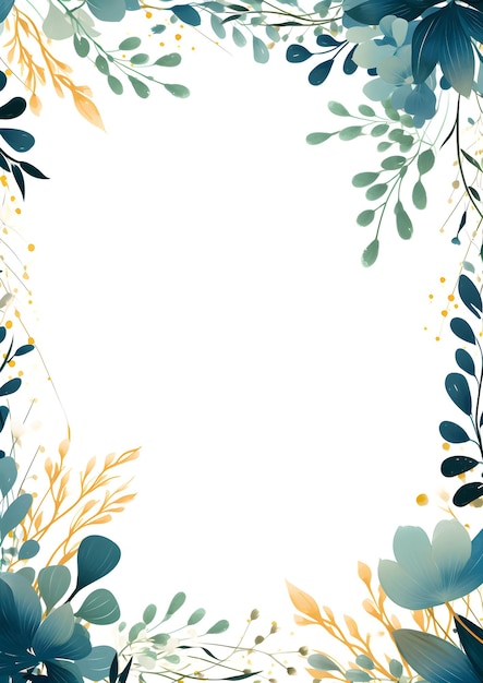 een witte achtergrond met blauwe bloemen en groene bladeren Abstract Cerulean kleur gebladerte achtergrond