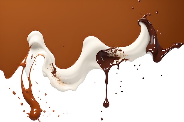 Een witte achtergrond met chocolade en vanille-ijs.