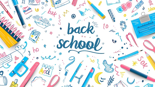 een witte achtergrond met de woorden terug naar school erop geschreven