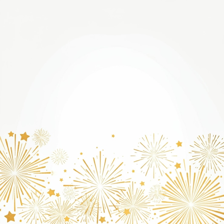 Foto een witte achtergrond met vuurwerk en een witte agtergrond met een gouden ster