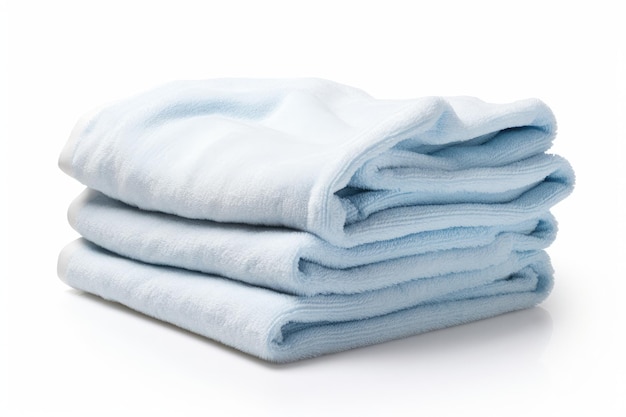 Een witte achtergrond toont een zachte handdoek van badstof die netjes is opgevouwen