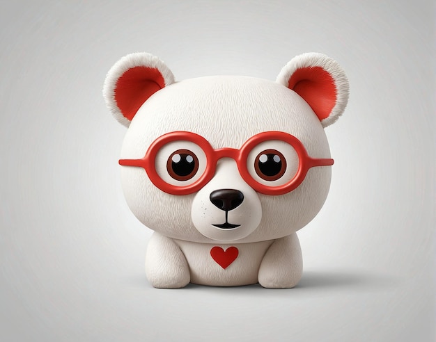 een witte beer met rode bril
