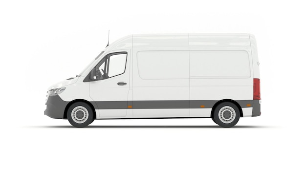 Een witte bestelwagen met het woord bestelwagen op de zijkant