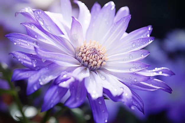 Een witte bloem bloeit tussen paarse bloemblaadjes in een harmonieuze AR 32 Compositi