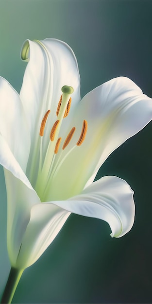 Een witte bloem met oranje meeldraden