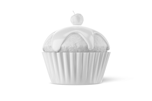 Een witte cupcake met een kers erop