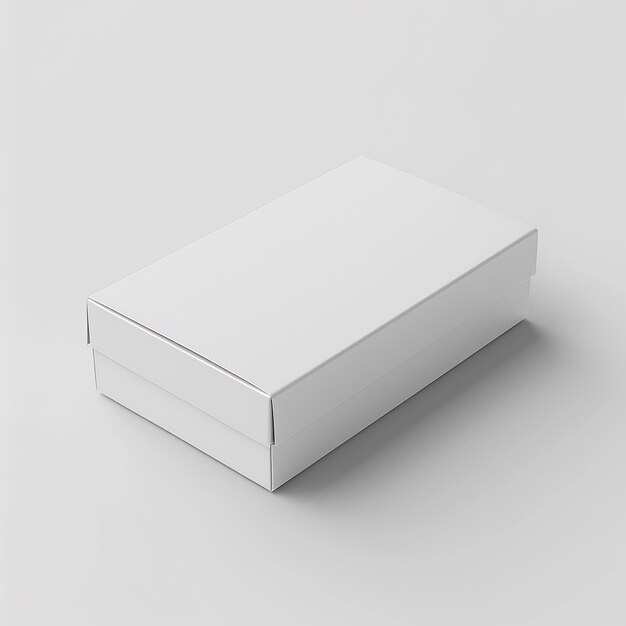 een witte doos met het deksel gesloten en de doos aan de linkerkant is wit