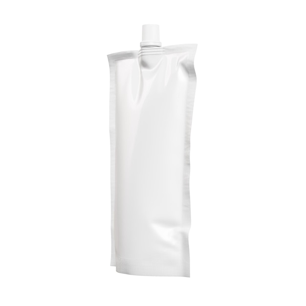 een witte doypackverpakking geïsoleerd op een witte achtergrond
