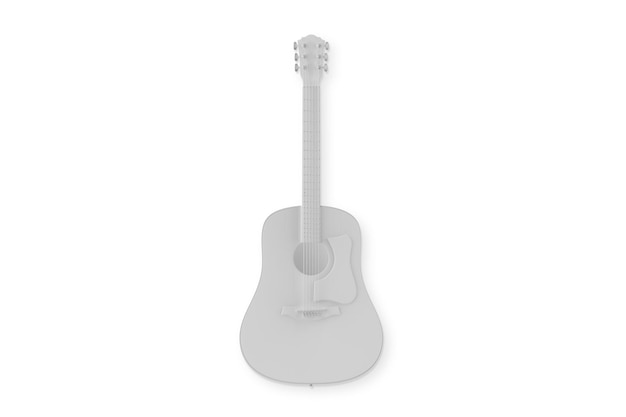 Een witte gitaar met een witte achtergrond