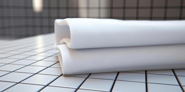 een witte handdoek in een badkamer met tegels