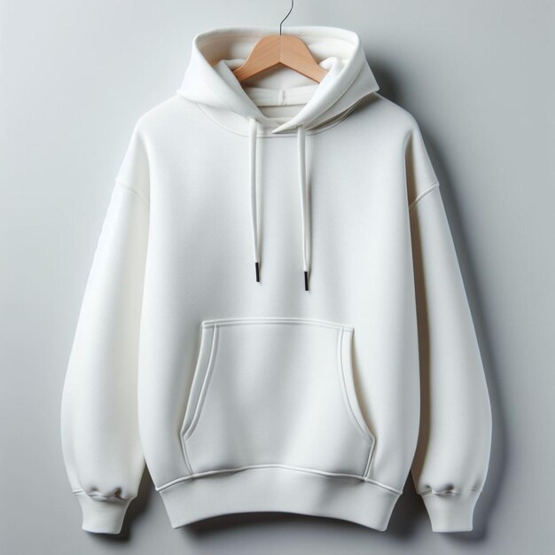 een witte hoodie met een tag dat zegt t-shirt