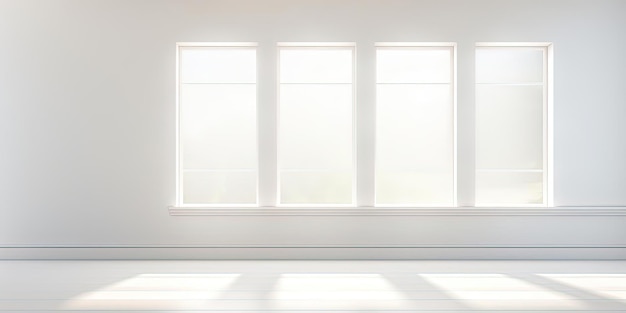 Foto een witte kamer en een raam met meerdere schaduwrijke ramen in de stijl van spelen met licht en