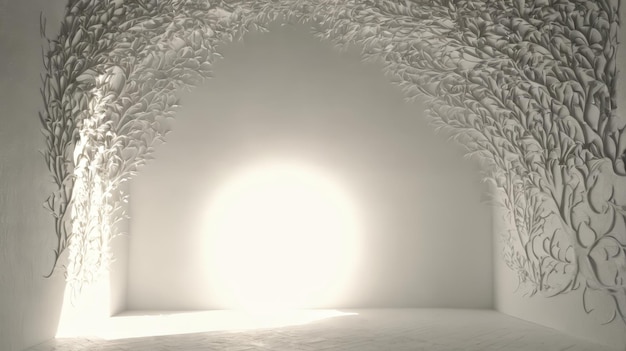 Een witte kamer met een licht aan het einde van de tunnel
