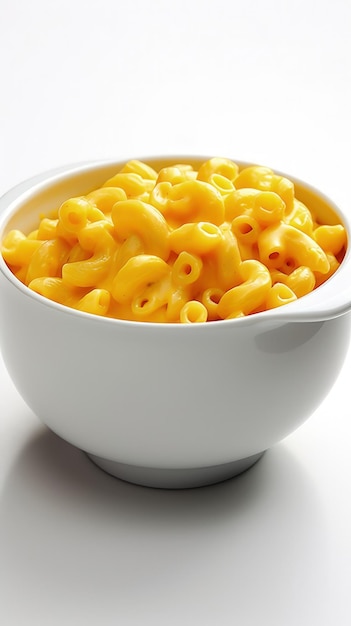 Een witte kom gevuld met macaroni en kaas generatieve AI