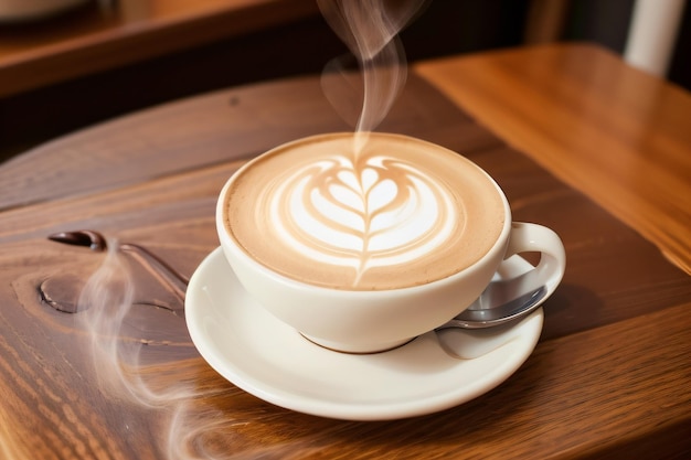 Een witte kop cappuccino met een wit schuim erop.