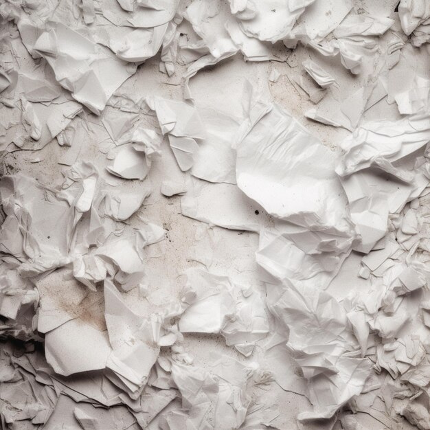 een witte muur met veel gerimpeld papier generatieve ai
