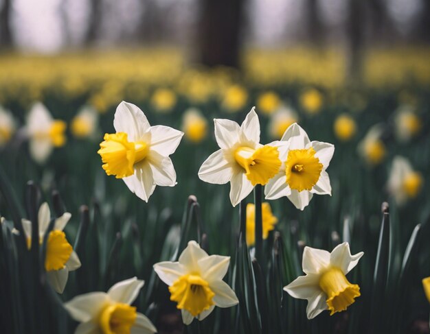 Foto een witte narcissus bloeit